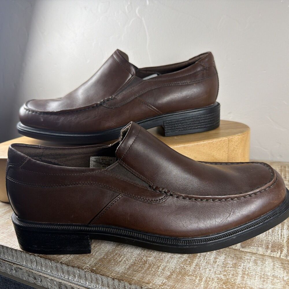 Rockport Brown Leather Slip On Loafers Dress Casual Shoes Mens 9.5M